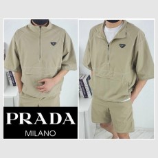 프라다 PRD 삼각로고 리나일론 반팔 셔츠 세트
