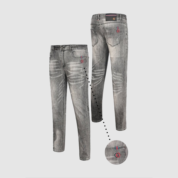 구찌 자수 워싱 그레이진