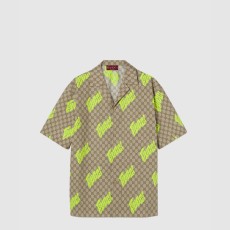 구찌 프린트 코튼 포플린 볼링 셔츠