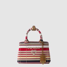 프라다 스트라이프 코튼 캔버스 미니백 1BA038