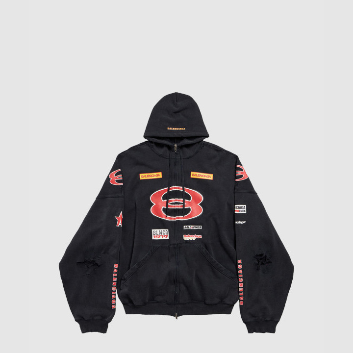 발렌시아가 스폰서 로고 라지 집업 후디