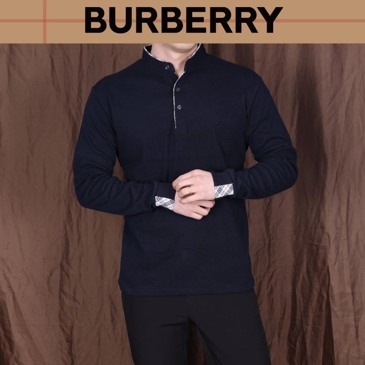 버버리 BBR 소매체크 차이나 긴팔 티