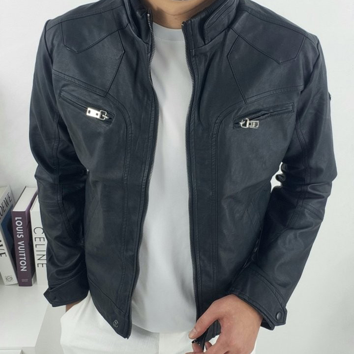 프라다 P 카라리스 레더 지퍼 자켓