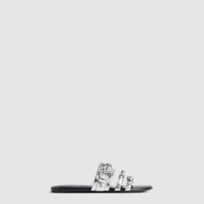 발렌시아가 시티 플랫 뮬 실버 834692