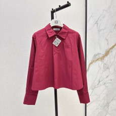 로에베 초가을 로고 자수 장식 베이비 A라인 테일러드 라펠 셔츠