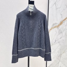 로로피아나 패치워크 케이블 니트 반오픈 가디건 스웨터