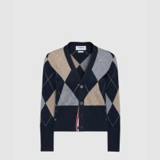 톰브라운 아가일 인타르시아 캐시미어 브이넥 카디건