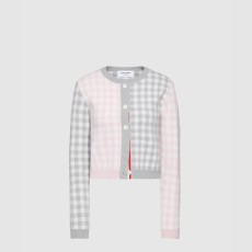 톰브라운 펀믹스 깅엄 체크 자카드 메리노 울 카디건