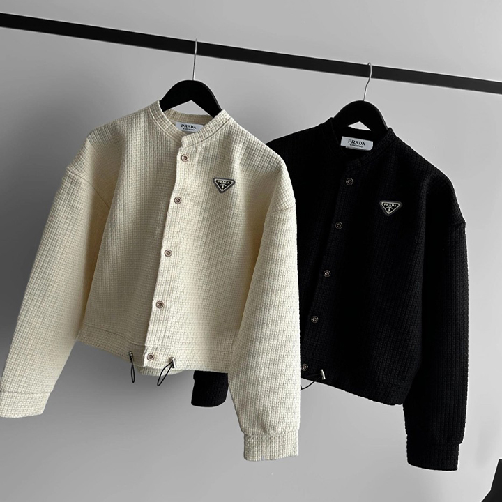 프라다 20441_PRD 크롭 트위드 스트링 가디건