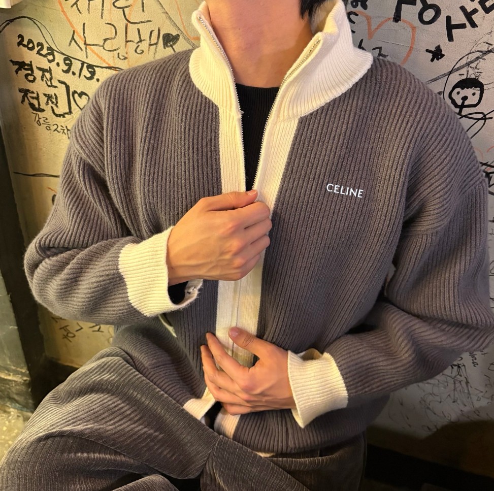 셀린느 20434_CL 배색 울 집업