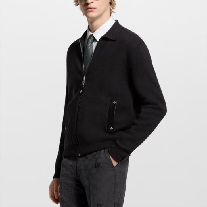 루이비통 위드 레더 블루종 니트 블루종 자켓