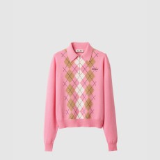 미우미우 캐시미어 하프 집업 폴로 셔츠