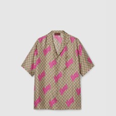 구찌 프린트 코튼 포플린 볼링 셔츠