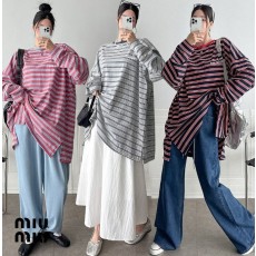 미우미우 단가라 코튼 티셔츠