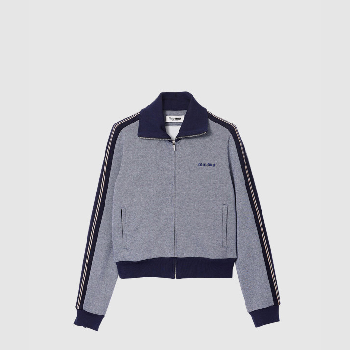 미우미우 저지 지퍼 스웨트셔츠