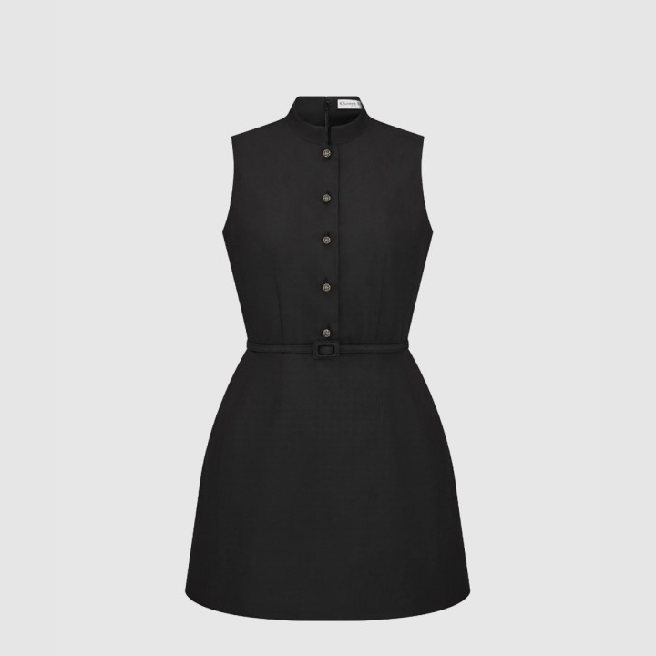 디올 쇼트 드레스 탈착식 루싱 칼라