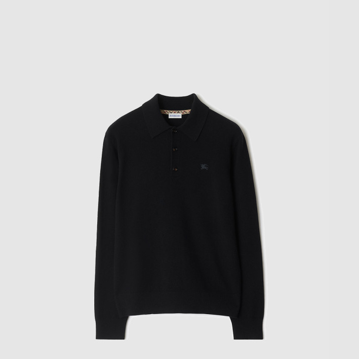 버버리 롱 슬리브 캐시미어 블렌드 폴로셔츠