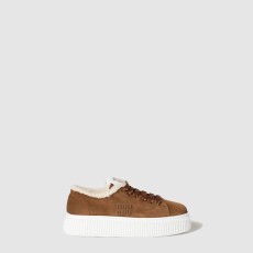 미우미우 스웨이드와 시어링 스니커즈 5E389E