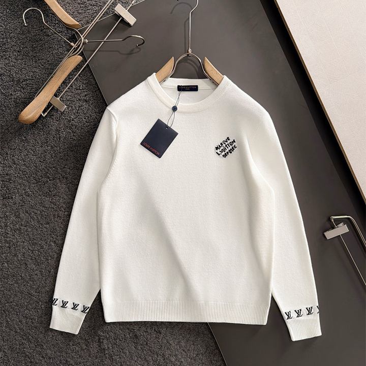 루이비통 2025 가을 겨울 자카드 자수 신상 심플 라운드넥 니트 울 스웨터