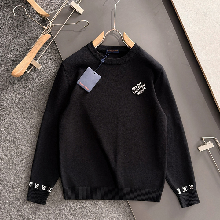 루이비통 2025 가을 겨울 자카드 자수 신상 심플 라운드넥 니트 울 스웨터