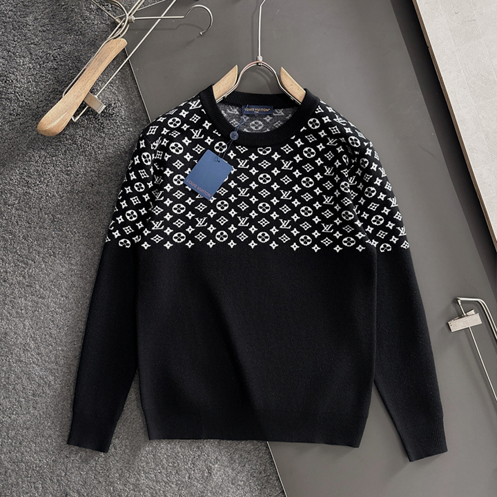 루이비통 2025 가을 겨울 자카드 자수 신상 심플 라운드넥 니트 울 스웨터