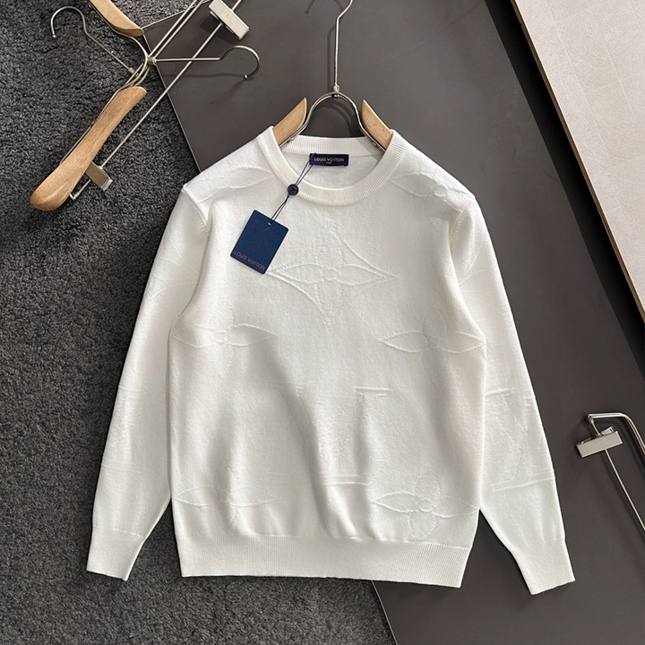 루이비통 2025 가을 겨울 자카드 자수 신상 심플 라운드넥 니트 울 스웨터