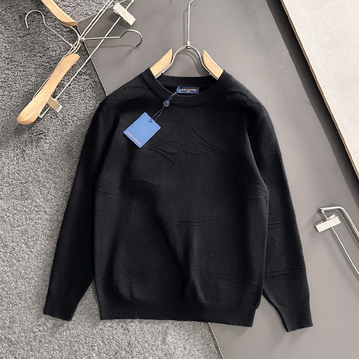 루이비통 2025 가을 겨울 자카드 자수 신상 심플 라운드넥 니트 울 스웨터
