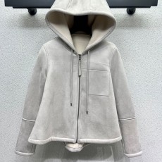 로에베 친환경 가죽 & 퍼 후드 재킷