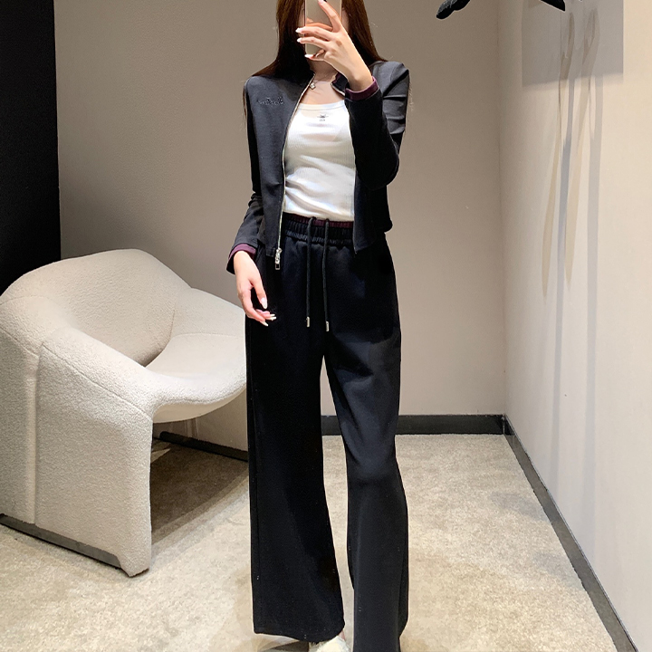 로로피아나 25FW 초가을 신상품 스탠드업 칼라 컬러블록 지퍼 재킷 & 팬츠 세트