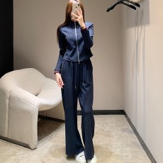 로로피아나 25FW 초가을 신상품 스탠드업 칼라 컬러블록 지퍼 재킷 & 팬츠 세트