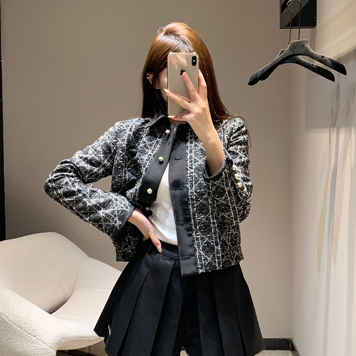 디올 25FW 가을/겨울 신상 사우전드 골드 래글런 체크 재킷