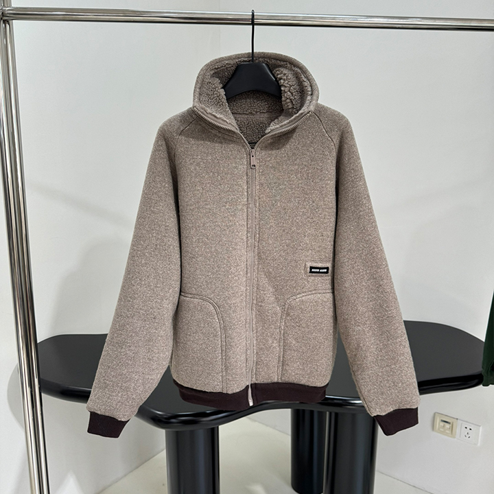 미우미우 울 플리스 지퍼 재킷