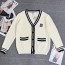 미우미우 미우 홈 콘트라스트 크림 화이트 울 니트 카디건 재킷