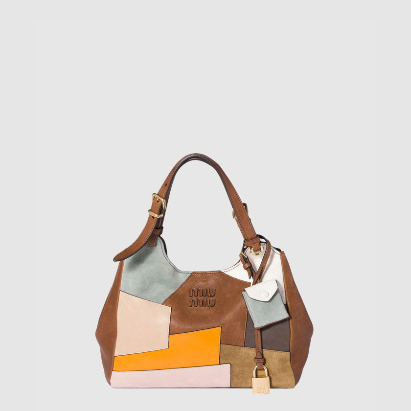 미우미우 패치워크 가죽 핸드백 5BA304