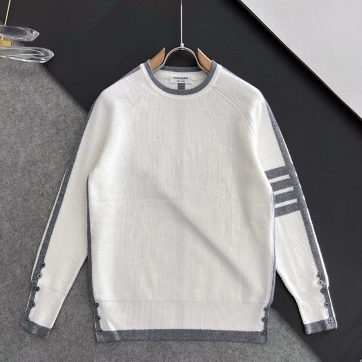 톰브라운 4bar 라인 배색 라운드 니트