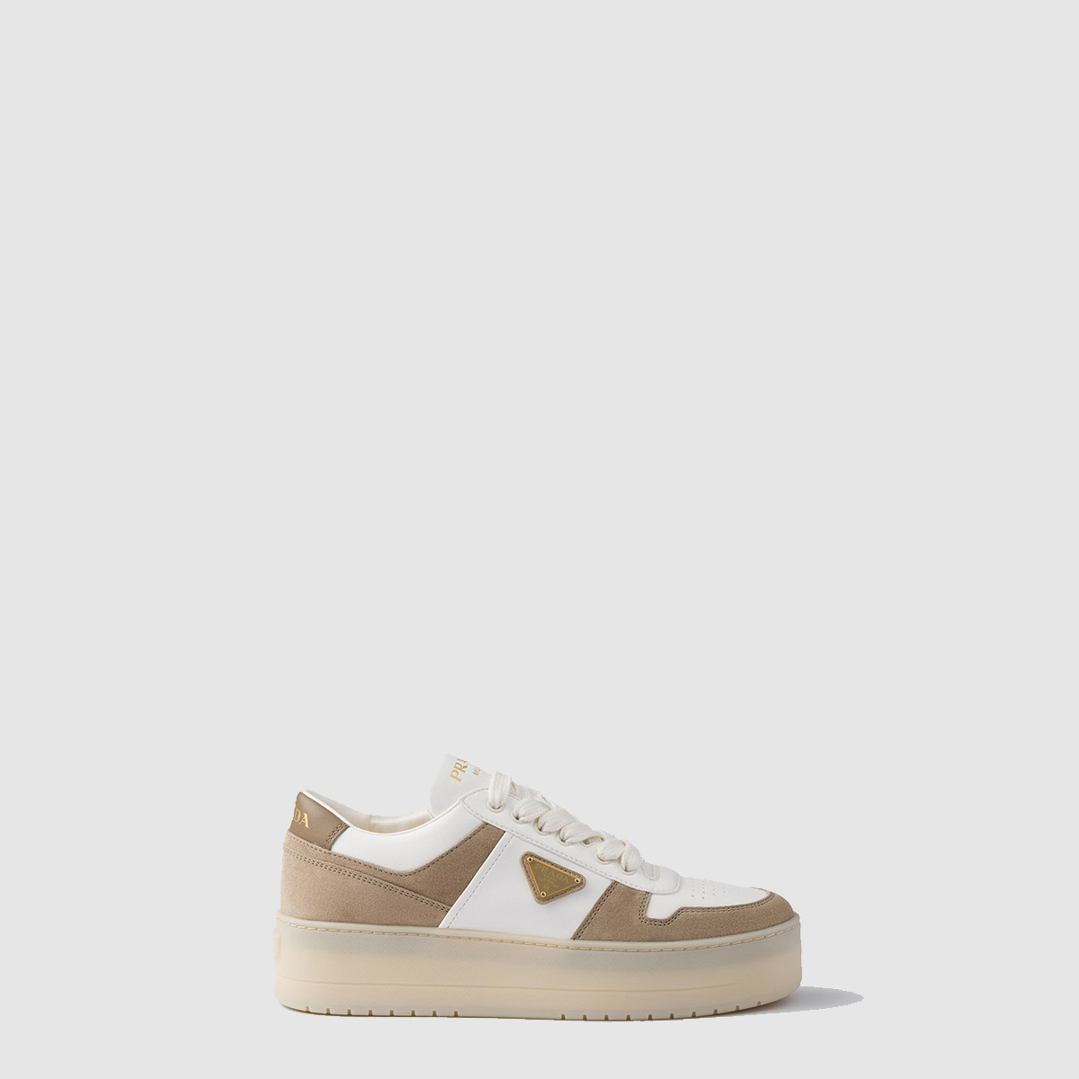 프라다 다운타운 볼드 나파 가죽 및 스웨이드 스니커즈 1E792M