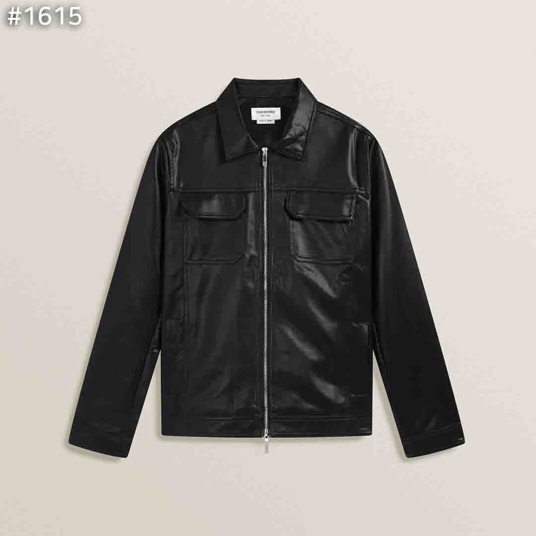 톰브라운 투포켓 레더 자켓