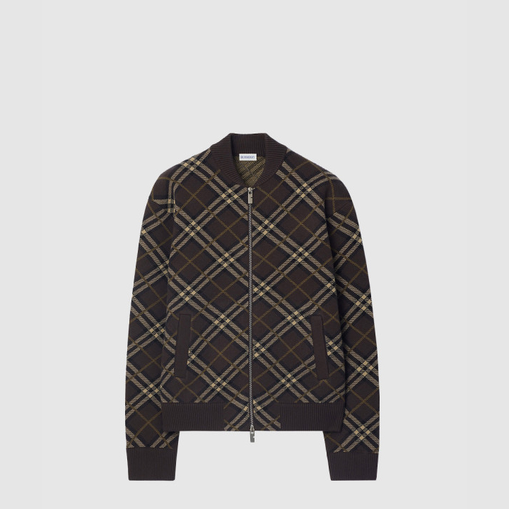 버버리 체크 울 캐시미어 보머 재킷