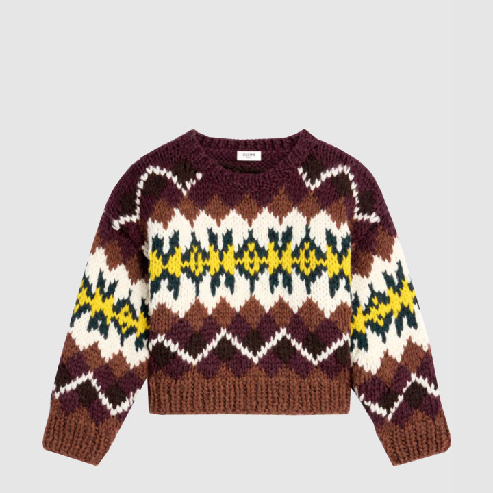 셀린* 크루넥 스웨터 페어 아일 울