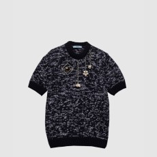 프라다 쇼트 슬리브 울 스웨터 펜던트 장식