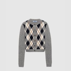 프라다 아가일 니트 캐시미어 가디건