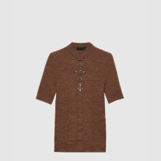 프라다 스터드가 있는 울 크루넥 스웨터