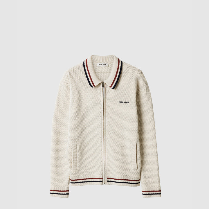 미우미우 코튼 니트 지퍼 가디건