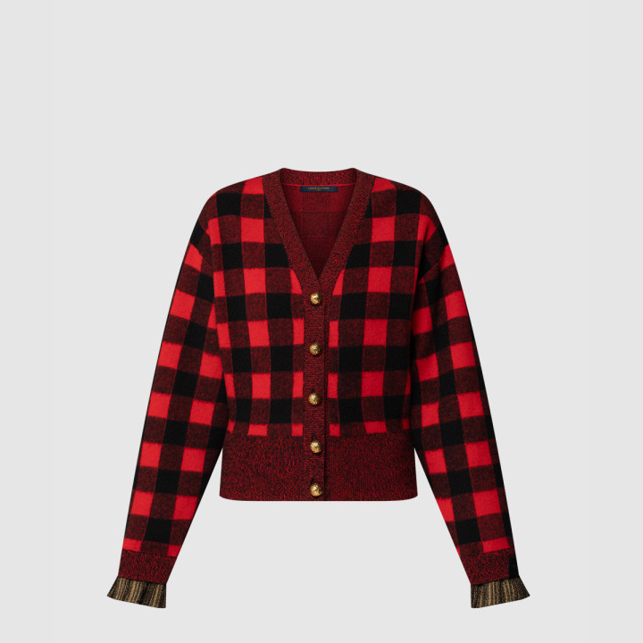 루이비통 그래픽 체크 니트 카디건