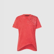 루이비통 비즈 악센트 커브 밑단 티셔츠 1AIRAZ