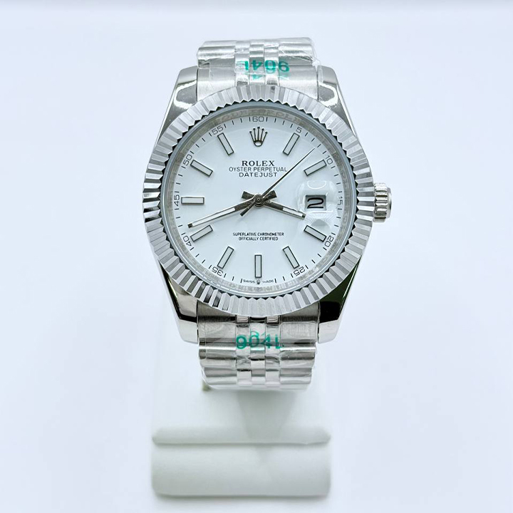 롤렉스 데이저스트 41 스틸 화이트다이얼 플루티드베젤 쥬빌레브레이슬릿 RO144