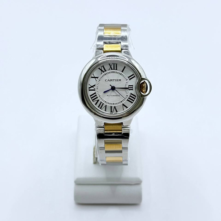 까르띠에 발롱 블루 드 워치 33mm 오토매틱 메캐니컬 옐로우 골드 스틸 CS51