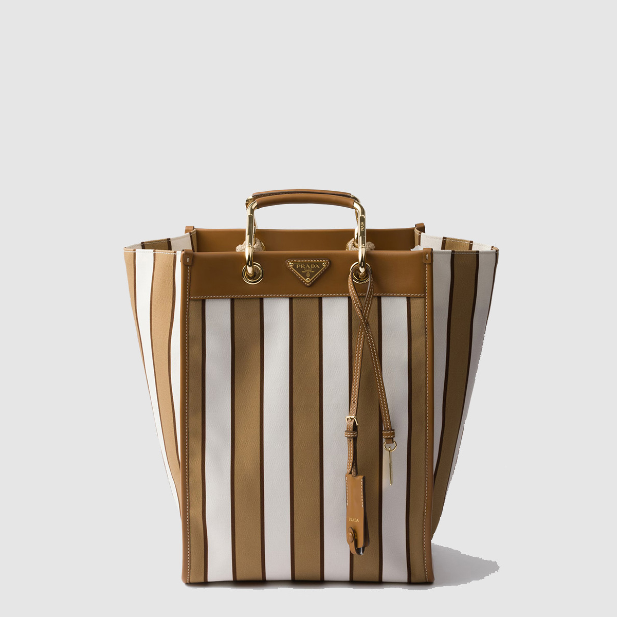 프라다 라지 프린트 캔버스 및 가죽 토트백 1BG561