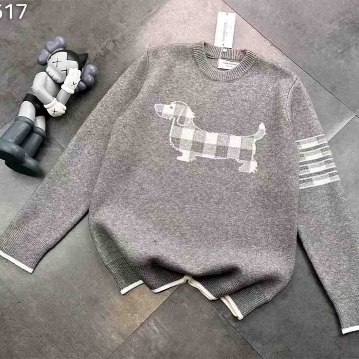 톰브라운 사선완장 헥터 자카드 니트