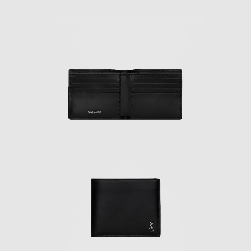 생로랑 매트 가죽 소재의 미니 모노그램 EW 지갑 607727